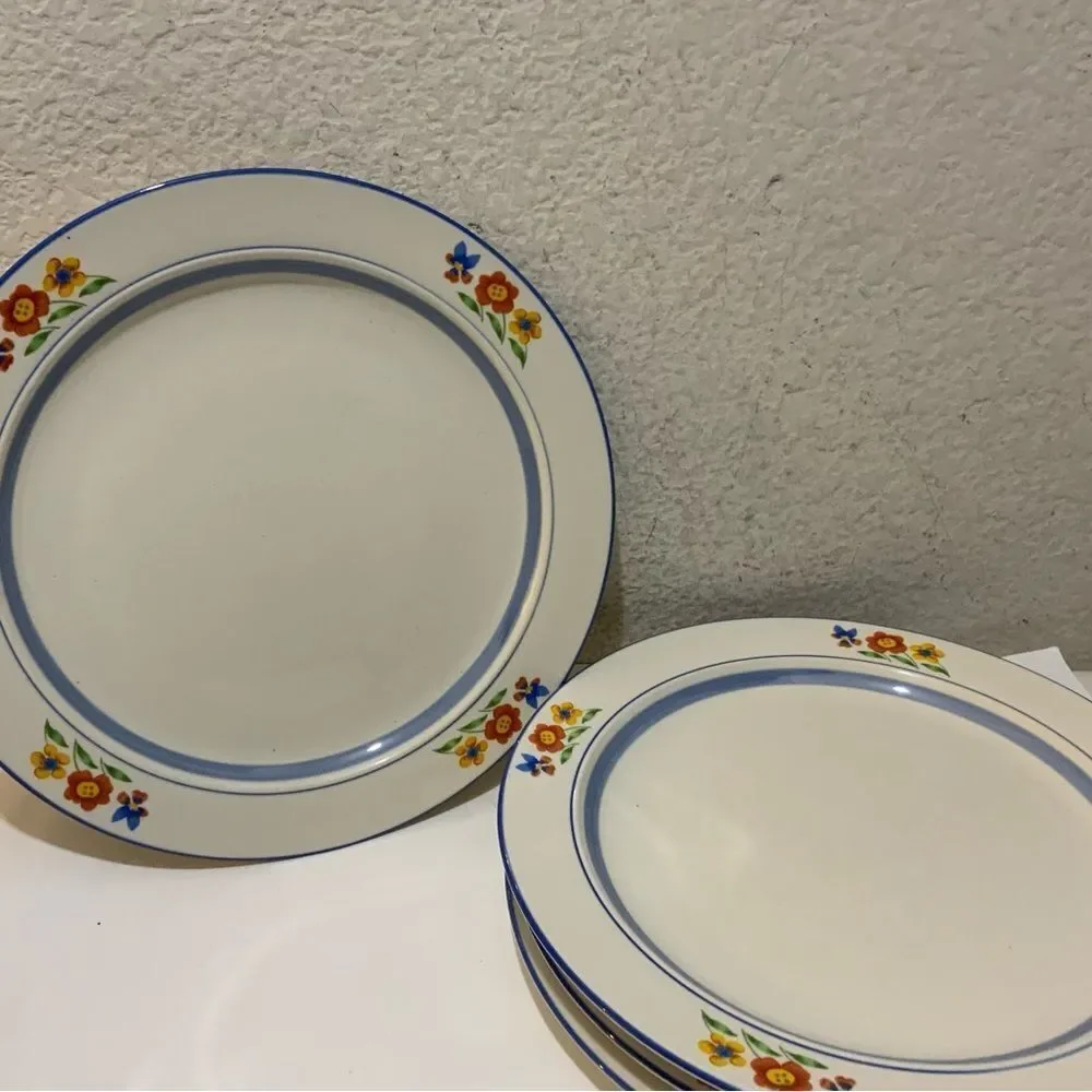 4 International Stoneware Dynasty Collection Sassafras 1678 Dinner Plates G6